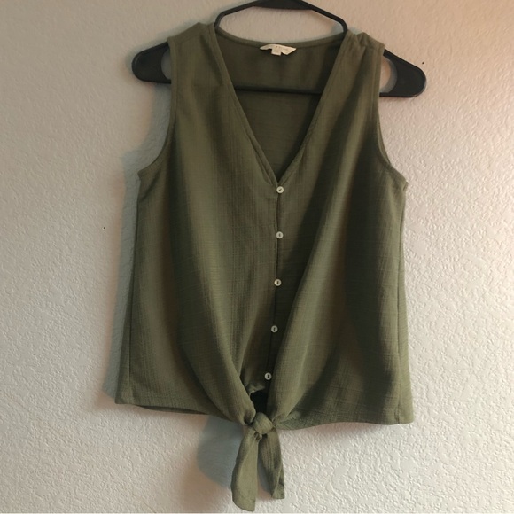 Lucky Brand Olive green Sleeveless Button Down Tank Top - Picture 1 of 6